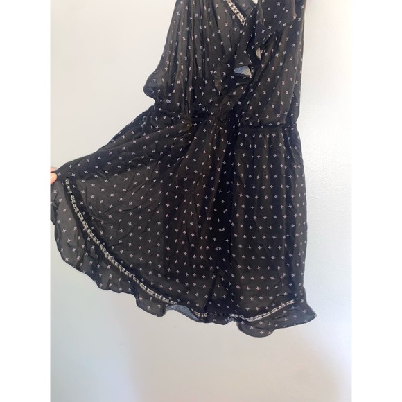 Free people black patterned medium cute ruffled romper - Picture 7 of 11